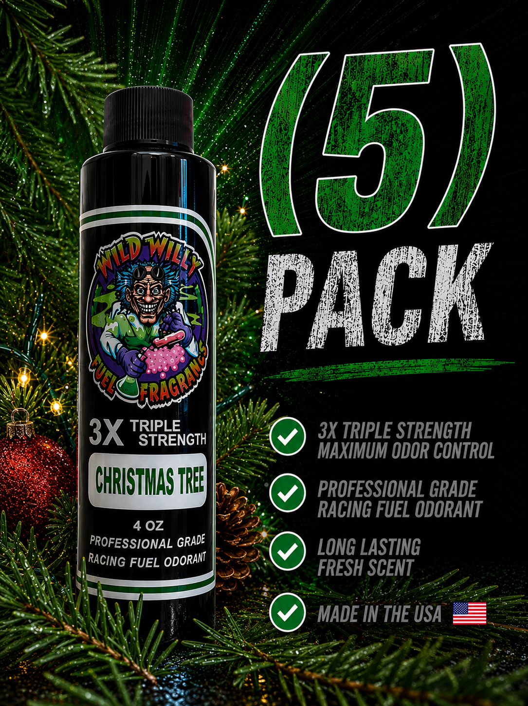 Christmas Tree - Wild Willy Fuel Fragrance - 3X Triple Strength! Bulk (5) Pack