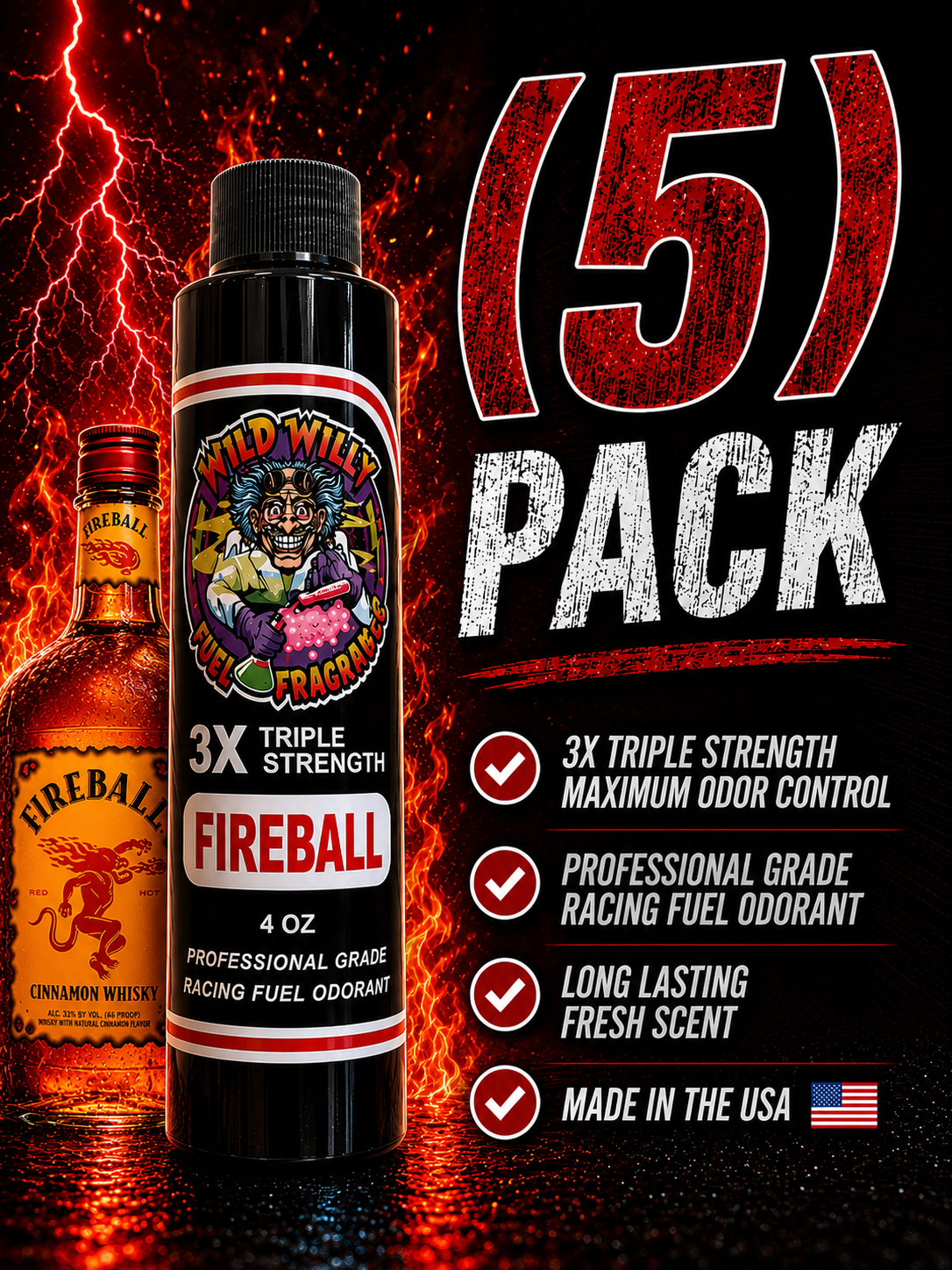 Fireball - Wild Willy Fuel Fragrance - 3X Triple Strength! Bulk (5) Pack