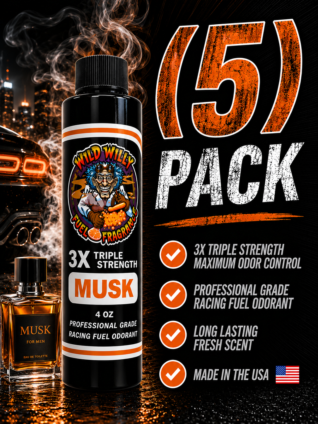 Musk - Wild Willy Fuel Fragrance - 3X Triple Strength! Bulk (5) Pack