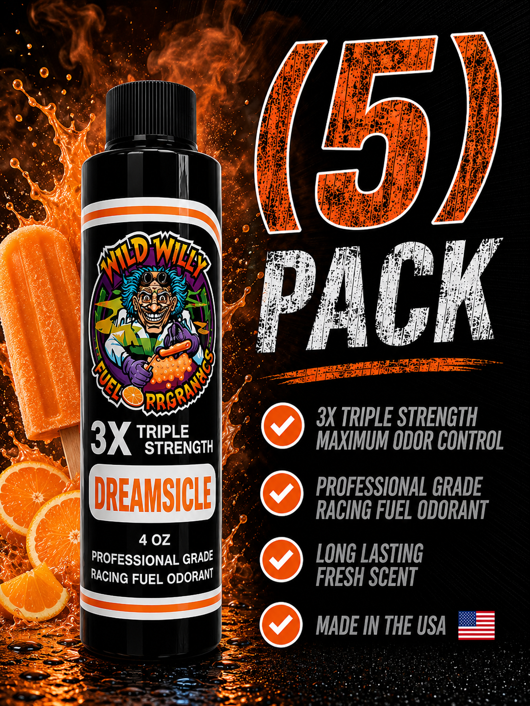 Dreamsicle - Wild Willy Fuel Fragrance - 3X Triple Strength! Bulk (5) Pack