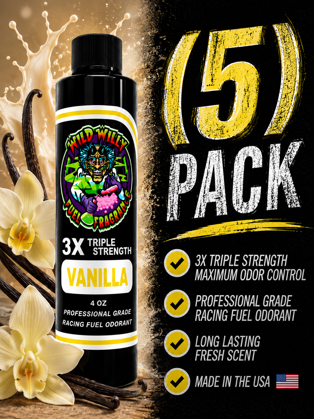 Vanilla - Wild Willy Fuel Fragrance - 3X Triple Strength! Bulk (5) Pack