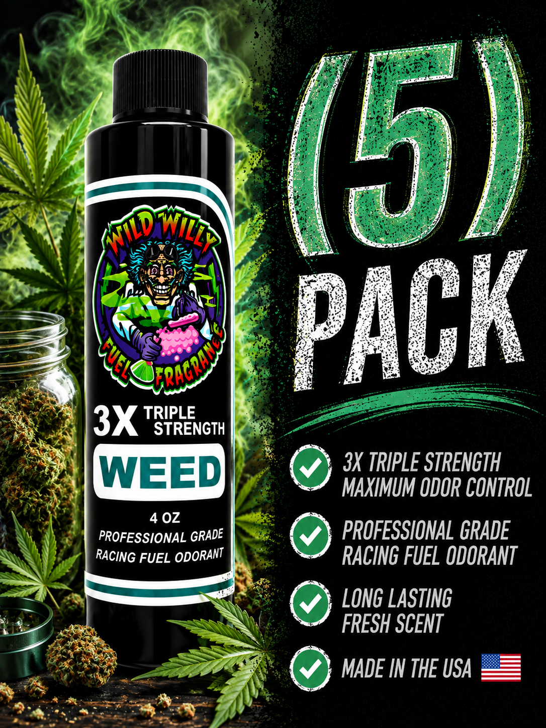 Weed - Wild Willy Fuel Fragrance - 3X Triple Strength! Bulk (5) Pack