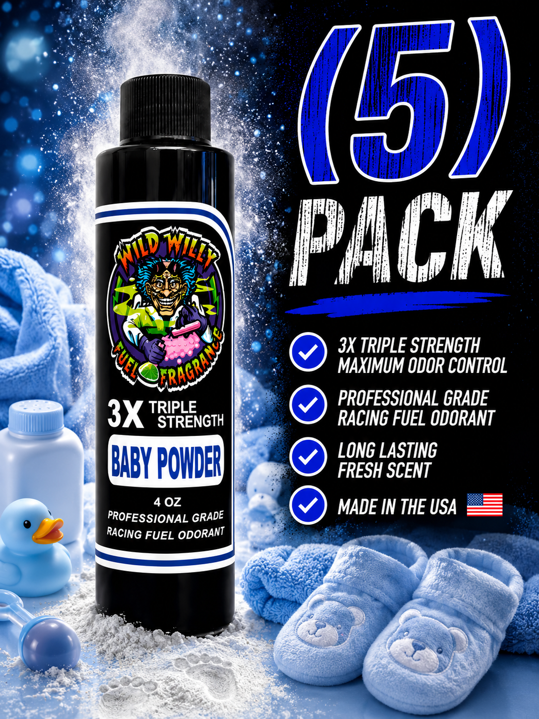 Baby Powder - Wild Willy Fuel Fragrance - 3X Triple Strength! BULK (5) Pack