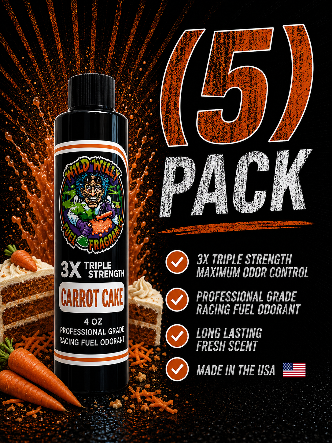 Carrot Cake - Wild Willy Fuel Fragrance - 3X Triple Strength! Bulk (5) Pack