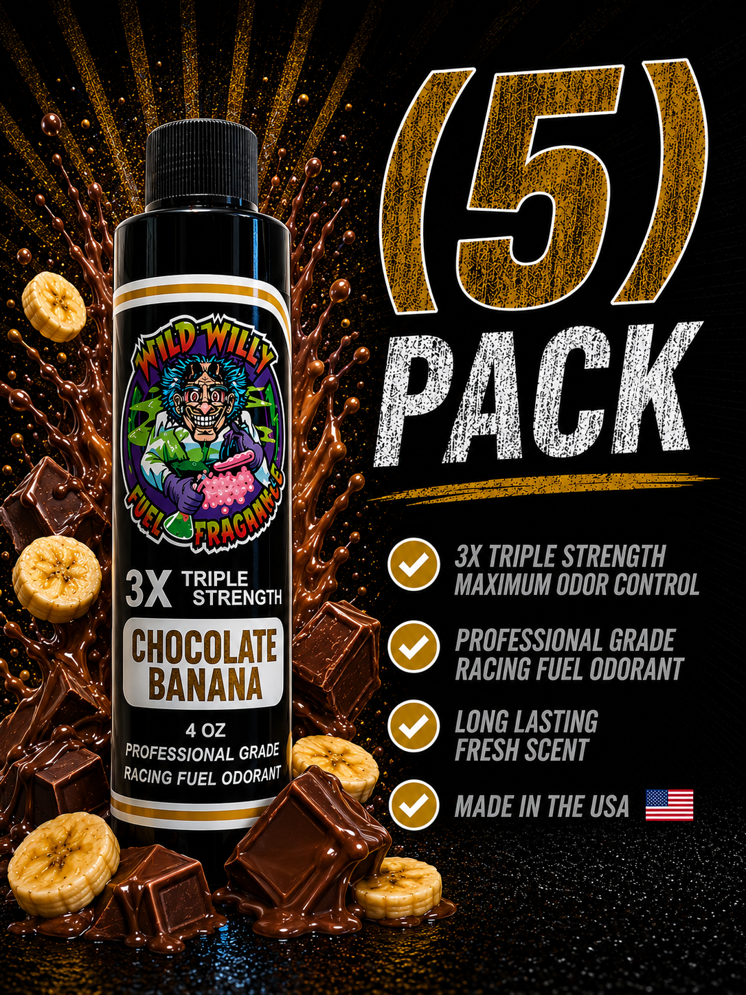 Chocolate Banana - Wild Willy Fuel Fragrance - 3X Triple Strength! Bulk (5) Pack