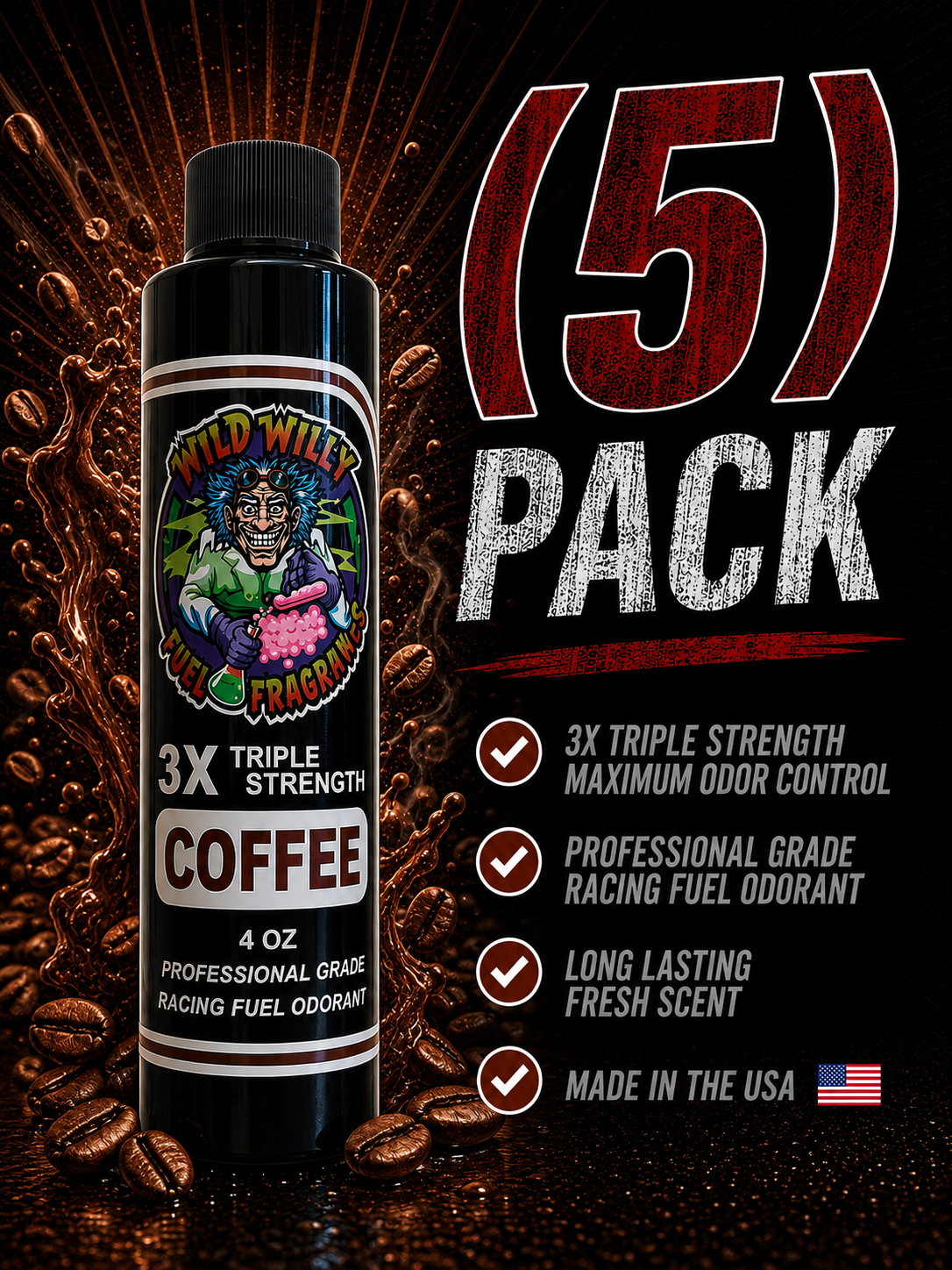 Coffee - Wild Willy Fuel Fragrance - 3X Triple Strength! Bulk (5) Pack