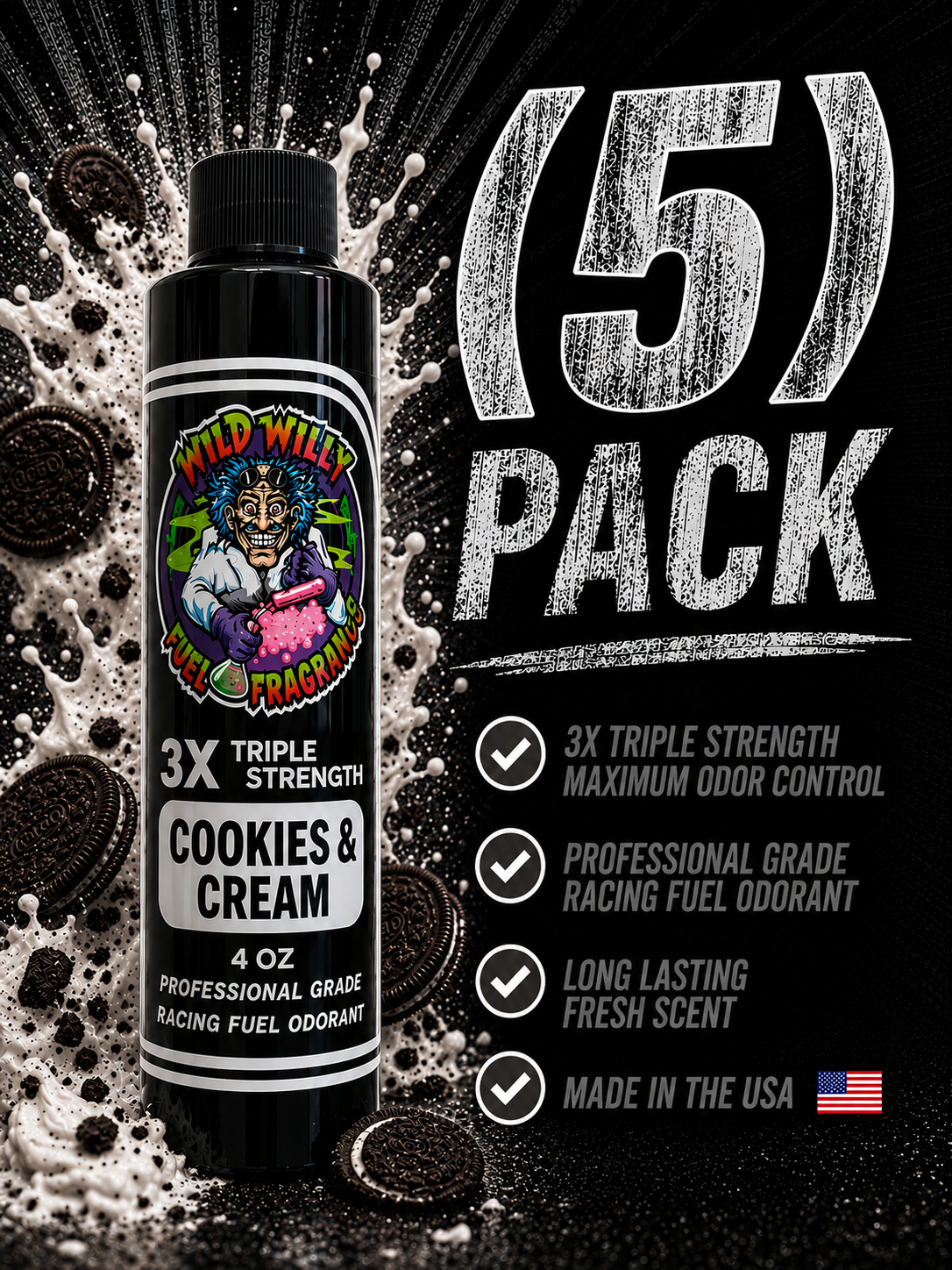 Cookies and Cream - Wild Willy Fuel Fragrance - 3X Triple Strength! Bulk (5) Pack