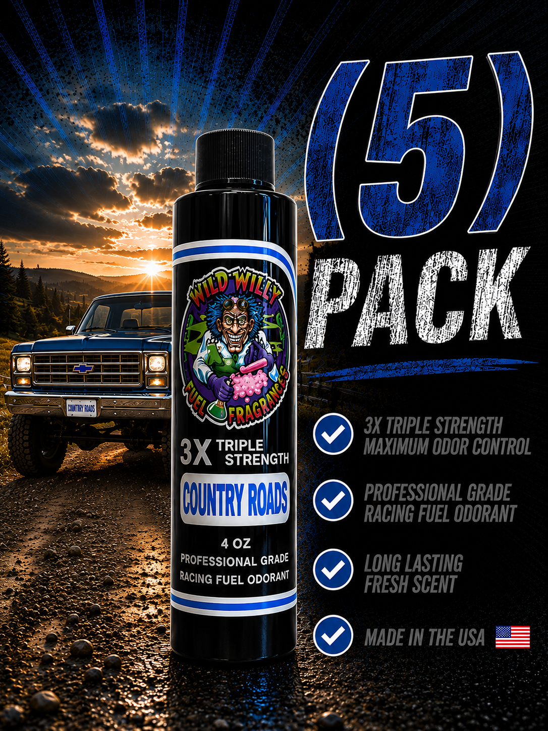 Country Road - Wild Willy Fuel Fragrance - 3X Triple Strength! Bulk (5) Pack