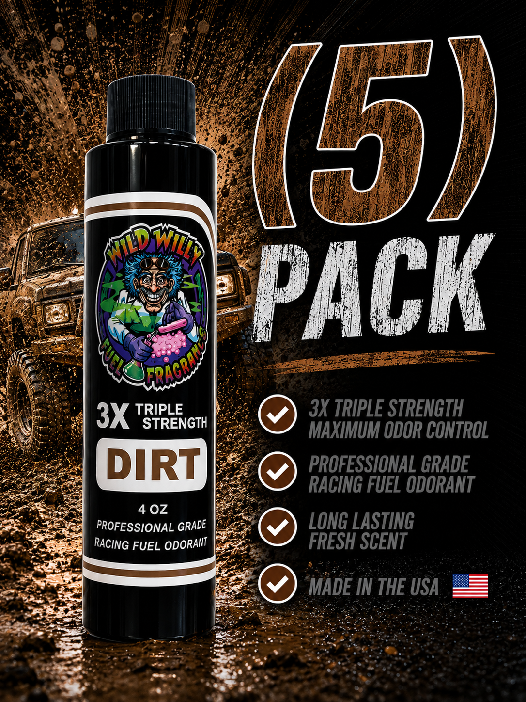 Dirt - Wild Willy Fuel Fragrance - 3X Triple Strength! Bulk (5) Pack