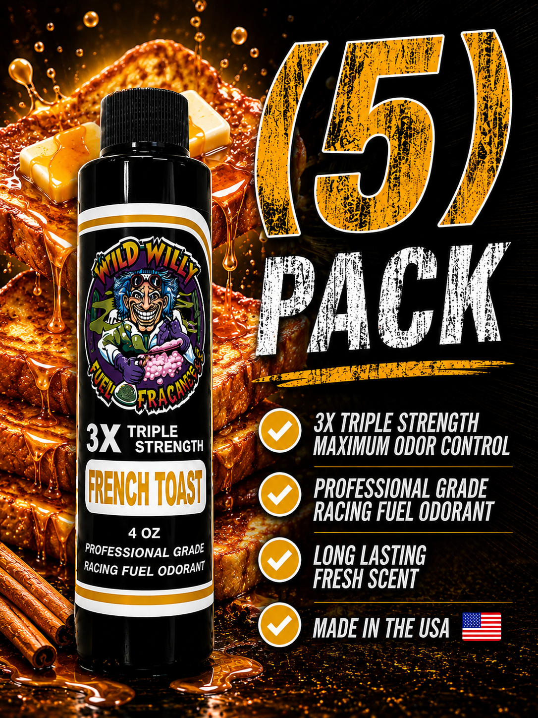 French Toast - Wild Willy Fuel Fragrance - 3X Triple Strength! Bulk (5) Pack