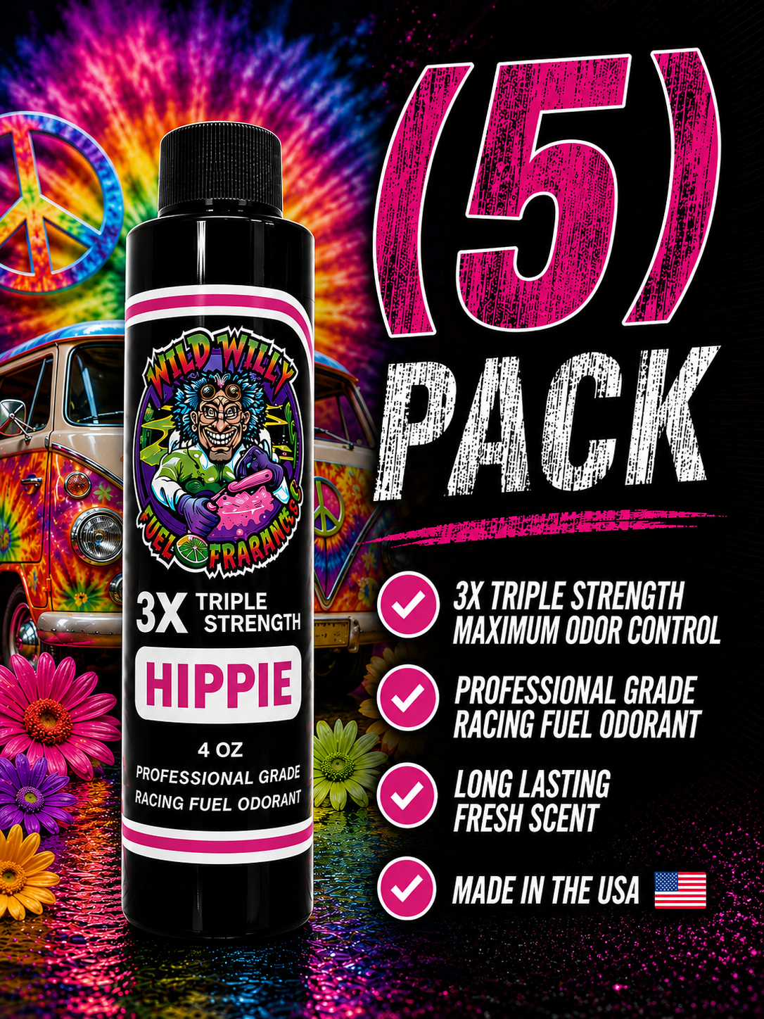 Hippie - Wild Willy Fuel Fragrance - 3X Triple Strength! Bulk (5) Pack
