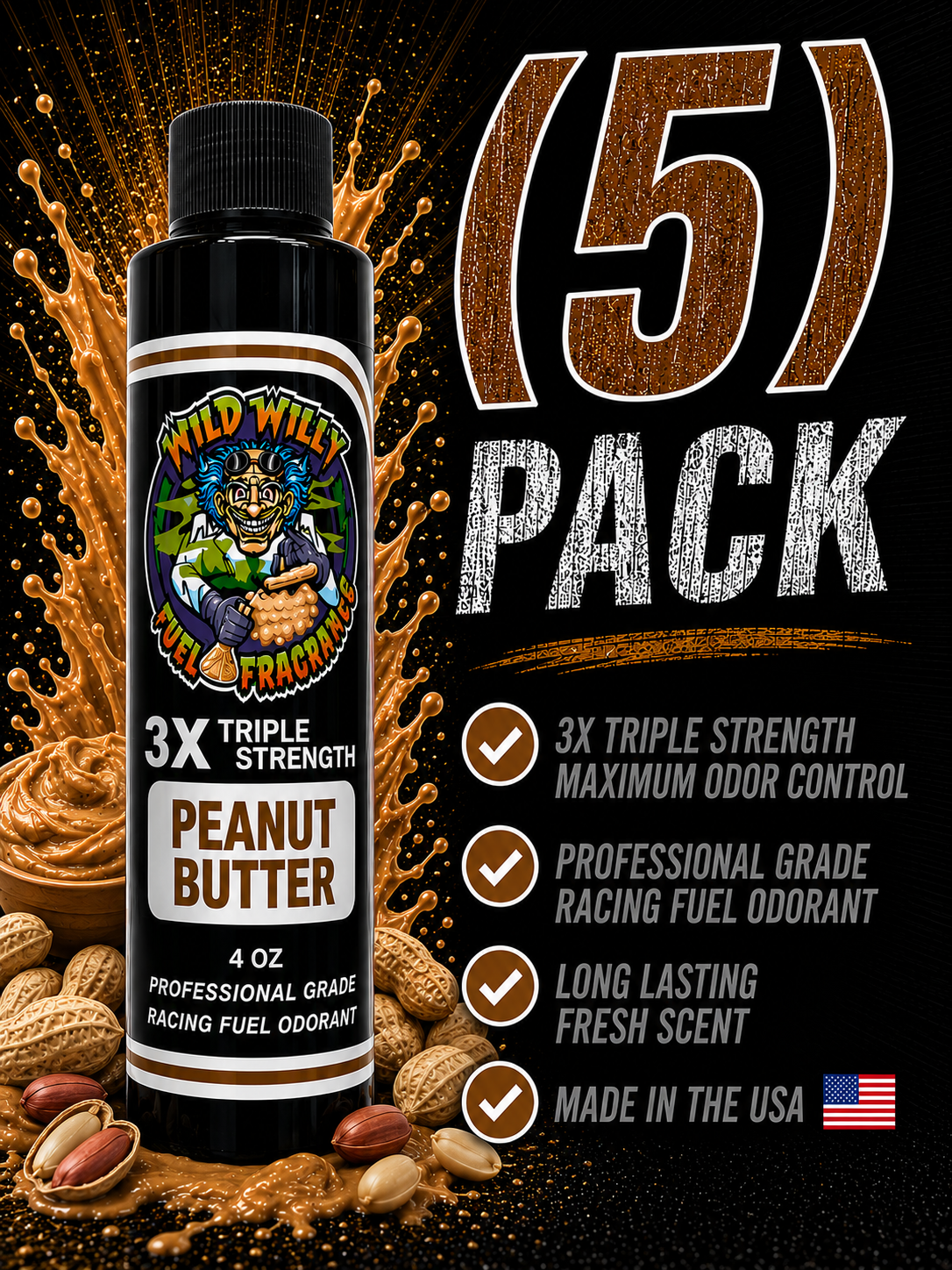 Peanut Butter - Wild Willy Fuel Fragrance - 3X Triple Strength! Bulk (5) Pack
