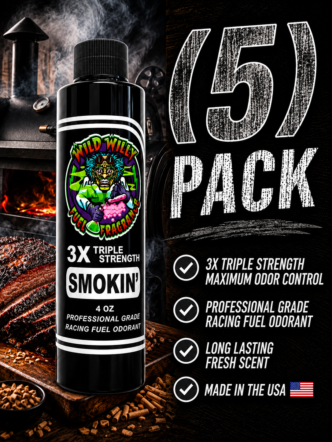 Smokin - Wild Willy Fuel Fragrance - 3X Triple Strength! Bulk (5) Pack