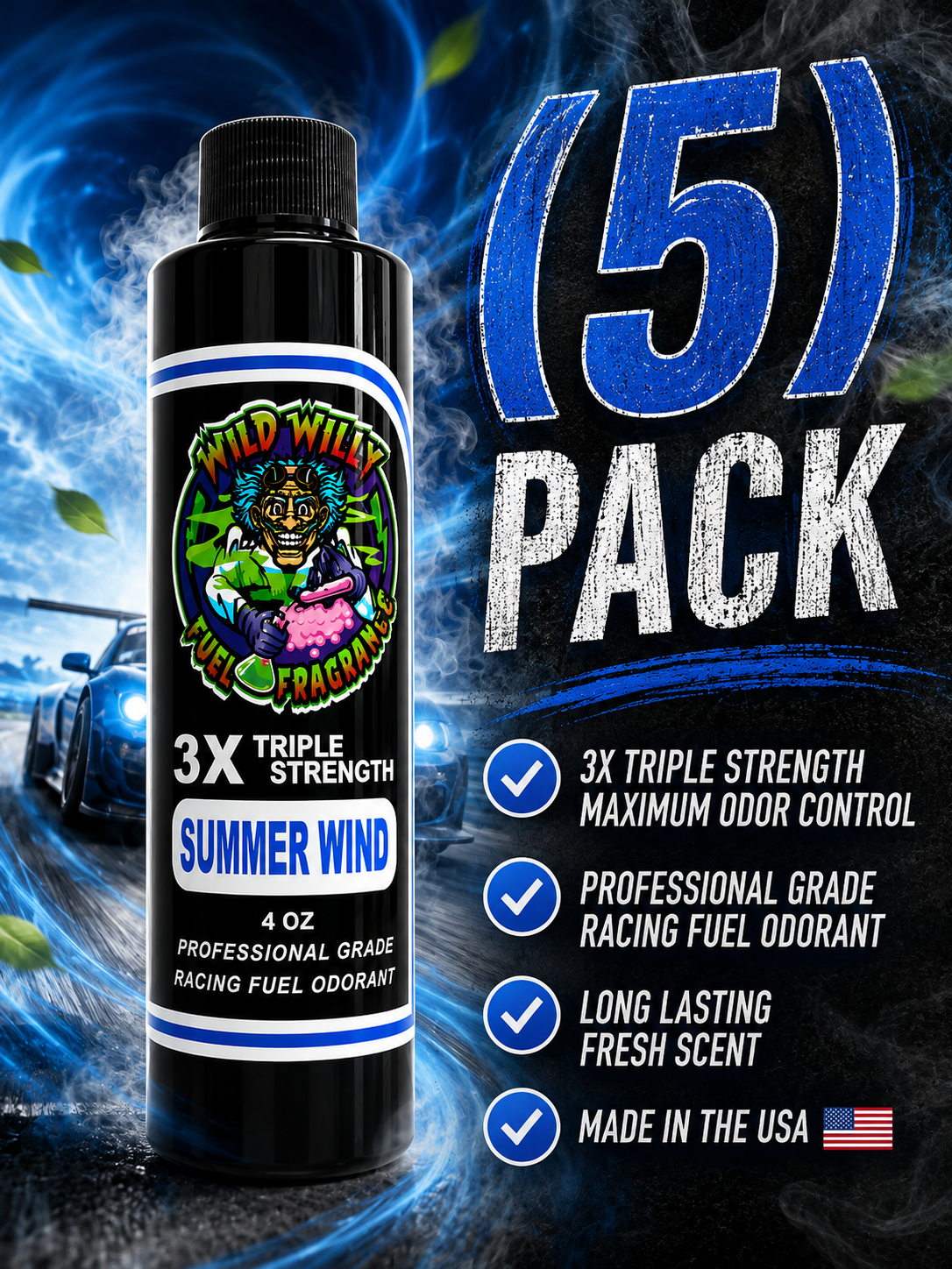 Summer Wind - Wild Willy Fuel Fragrance - 3X Triple Strength! Bulk (5) Pack