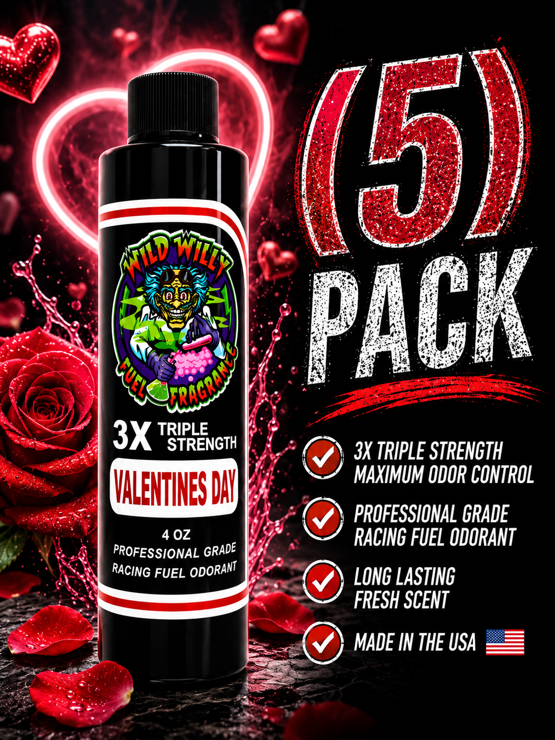 Valentine’s Day - Wild Willy Fuel Fragrance - 3X Triple Strength! Bulk (5) Pack